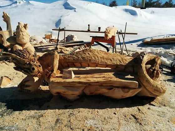 Woodwork, Bench, Dragon